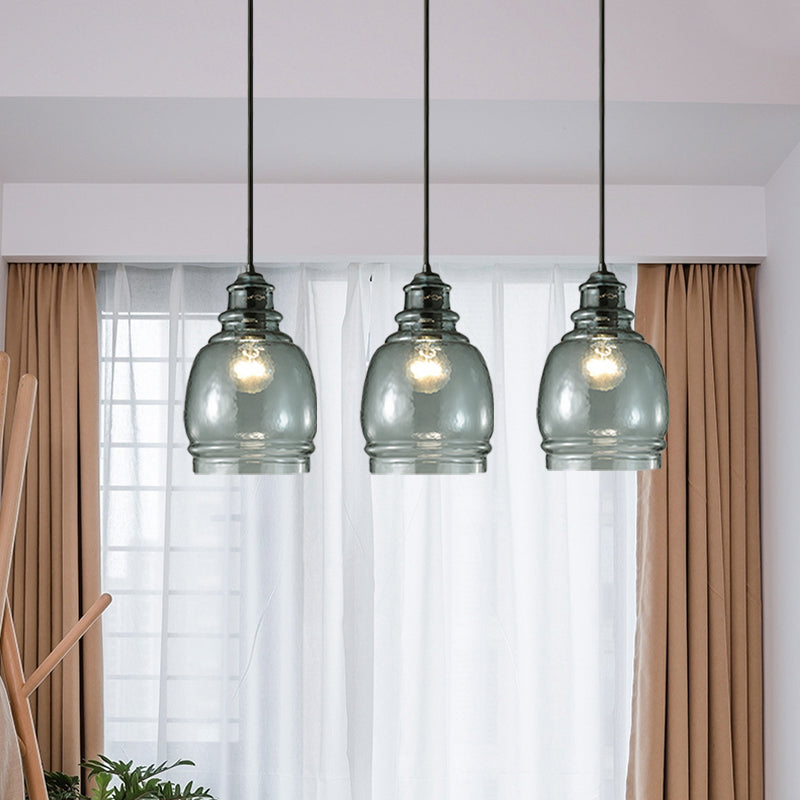 16/18/23.5 Wide Masion Jar Globe/Drum Pendant Light Blue Glass 1 Light Clearhalo 'Ceiling Lights' 'Glass shade' 'Glass' 'Modern Pendants' 'Modern' 'Pendant Lights' 'Pendants' Lighting' 770096