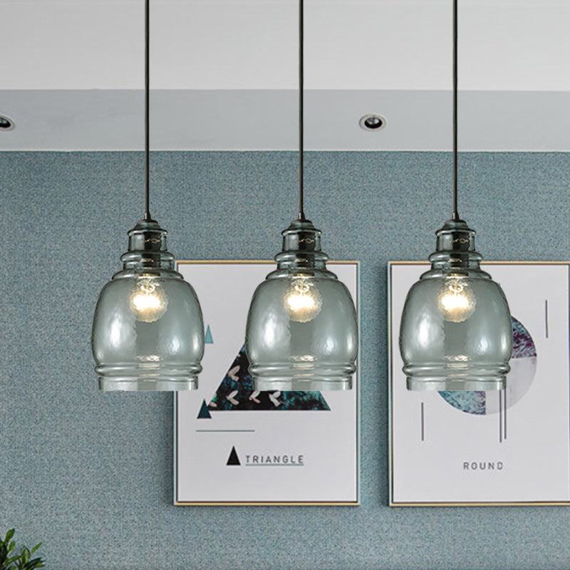 16/18/23.5 Wide Masion Jar Globe/Drum Pendant Light Blue Glass 1 Light Clearhalo 'Ceiling Lights' 'Glass shade' 'Glass' 'Modern Pendants' 'Modern' 'Pendant Lights' 'Pendants' Lighting' 770097