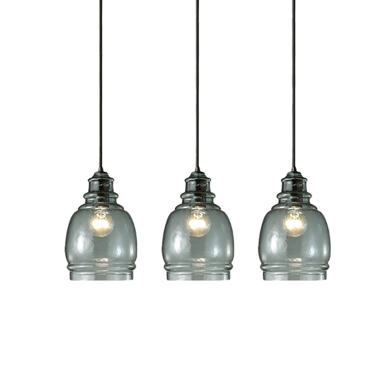 16/18/23.5 Wide Masion Jar Globe/Drum Pendant Light Blue Glass 1 Light Clearhalo 'Ceiling Lights' 'Glass shade' 'Glass' 'Modern Pendants' 'Modern' 'Pendant Lights' 'Pendants' Lighting' 770098