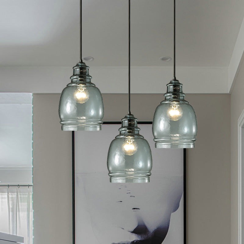 16/18/23.5 Wide Masion Jar Globe/Drum Pendant Light Blue Glass 1 Light Clearhalo 'Ceiling Lights' 'Glass shade' 'Glass' 'Modern Pendants' 'Modern' 'Pendant Lights' 'Pendants' Lighting' 770101