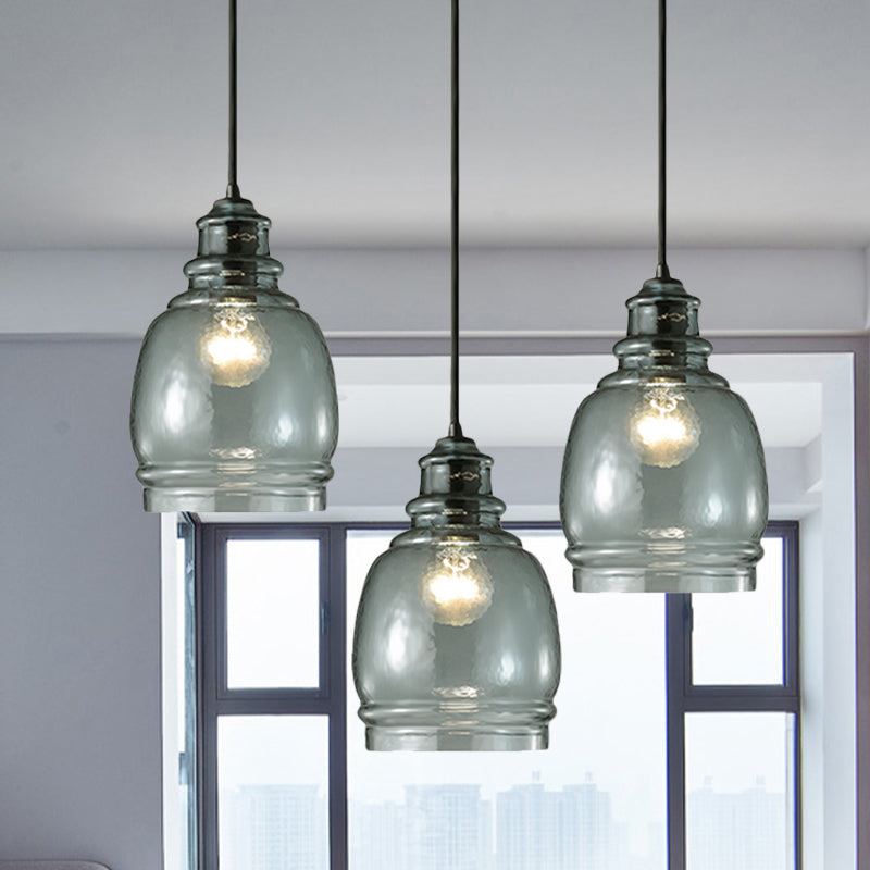 16/18/23.5 Wide Masion Jar Globe/Drum Pendant Light Blue Glass 1 Light Clearhalo 'Ceiling Lights' 'Glass shade' 'Glass' 'Modern Pendants' 'Modern' 'Pendant Lights' 'Pendants' Lighting' 770102