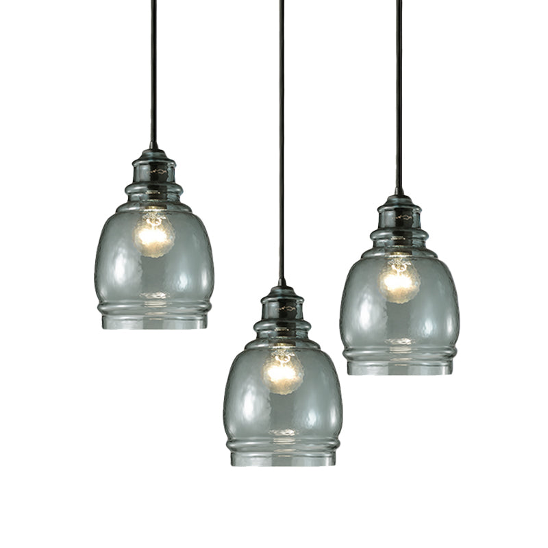 16/18/23.5 Wide Masion Jar Globe/Drum Pendant Light Blue Glass 1 Light Clearhalo 'Ceiling Lights' 'Glass shade' 'Glass' 'Modern Pendants' 'Modern' 'Pendant Lights' 'Pendants' Lighting' 770103