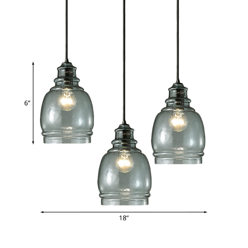 16/18/23.5 Wide Masion Jar Globe/Drum Pendant Light Blue Glass 1 Light Clearhalo 'Ceiling Lights' 'Glass shade' 'Glass' 'Modern Pendants' 'Modern' 'Pendant Lights' 'Pendants' Lighting' 770104