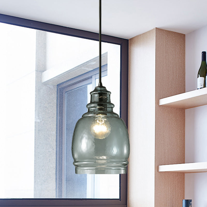 16/18/23.5 Wide Masion Jar Globe/Drum Pendant Light Blue Glass 1 Light Clearhalo 'Ceiling Lights' 'Glass shade' 'Glass' 'Modern Pendants' 'Modern' 'Pendant Lights' 'Pendants' Lighting' 770117