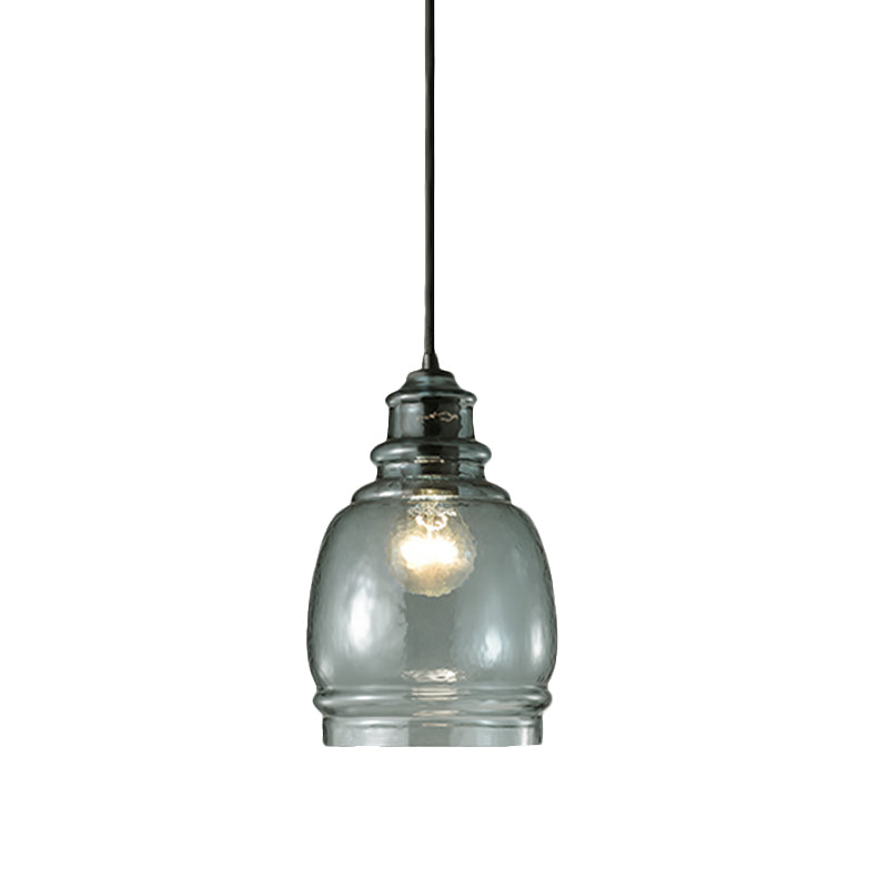 16/18/23.5 Wide Masion Jar Globe/Drum Pendant Light Blue Glass 1 Light Clearhalo 'Ceiling Lights' 'Glass shade' 'Glass' 'Modern Pendants' 'Modern' 'Pendant Lights' 'Pendants' Lighting' 770118