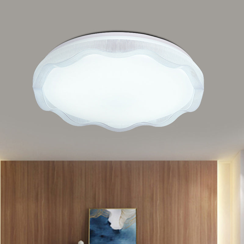 16"/19.5" Wide Simple Style Scalloped Ceiling Lamp with Acrylic Diffuser White/Blue/Gold Bedroom Flush Light Fixture in Warm/White White Clearhalo 'Ceiling Lights' 'Close To Ceiling Lights' 'Close to ceiling' 'Flush mount' Lighting' 770192