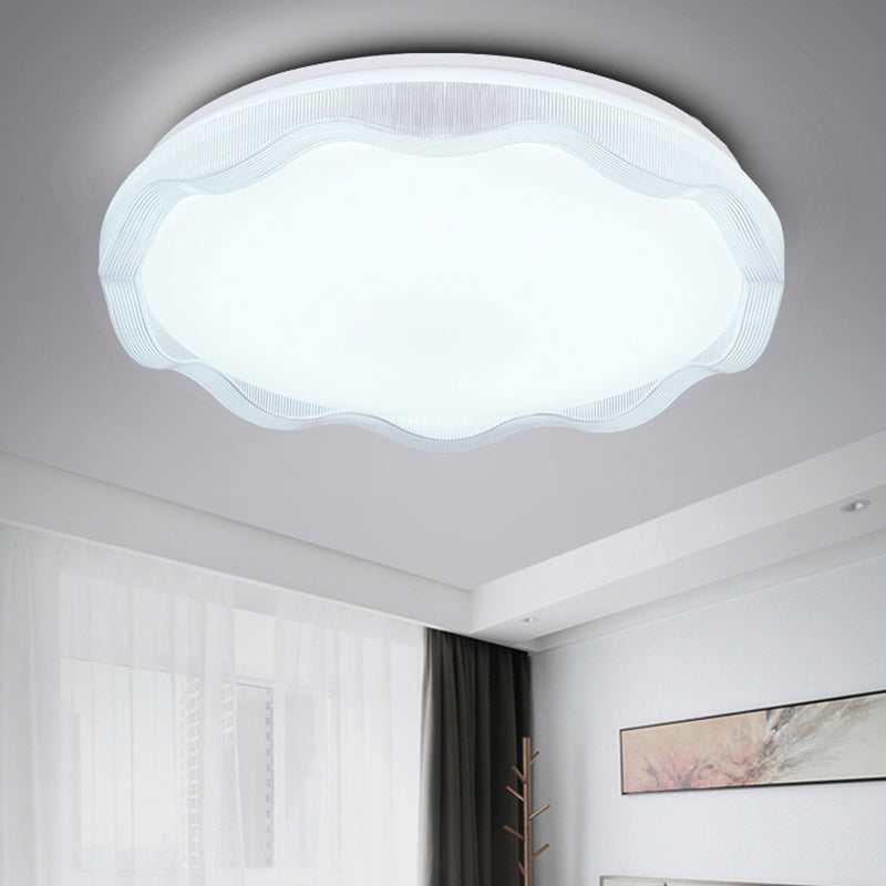 16"/19.5" Wide Simple Style Scalloped Ceiling Lamp with Acrylic Diffuser White/Blue/Gold Bedroom Flush Light Fixture in Warm/White Clearhalo 'Ceiling Lights' 'Close To Ceiling Lights' 'Close to ceiling' 'Flush mount' Lighting' 770193