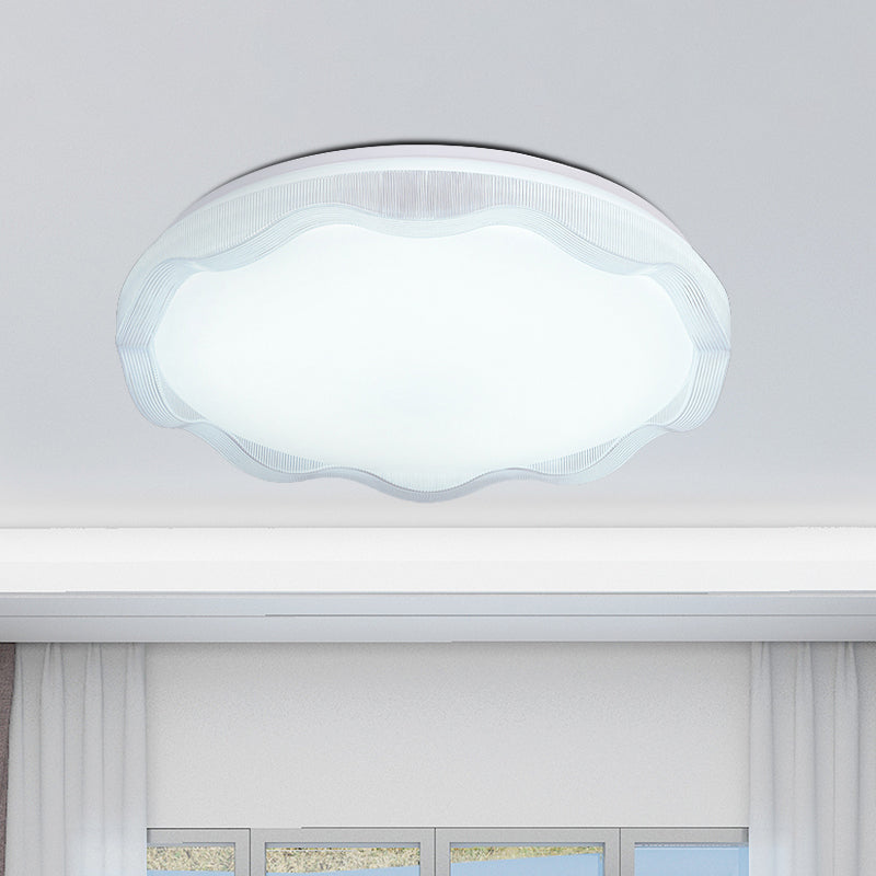 16"/19.5" Wide Simple Style Scalloped Ceiling Lamp with Acrylic Diffuser White/Blue/Gold Bedroom Flush Light Fixture in Warm/White Clearhalo 'Ceiling Lights' 'Close To Ceiling Lights' 'Close to ceiling' 'Flush mount' Lighting' 770194