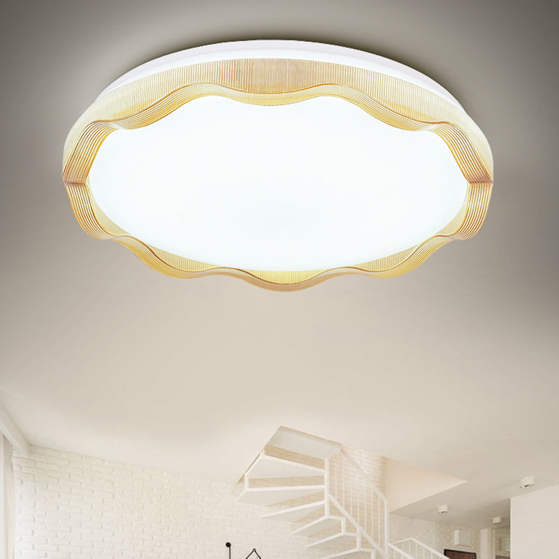 16"/19.5" Wide Simple Style Scalloped Ceiling Lamp with Acrylic Diffuser White/Blue/Gold Bedroom Flush Light Fixture in Warm/White Gold Clearhalo 'Ceiling Lights' 'Close To Ceiling Lights' 'Close to ceiling' 'Flush mount' Lighting' 770198