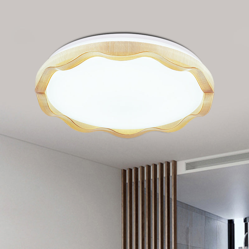 16"/19.5" Wide Simple Style Scalloped Ceiling Lamp with Acrylic Diffuser White/Blue/Gold Bedroom Flush Light Fixture in Warm/White Clearhalo 'Ceiling Lights' 'Close To Ceiling Lights' 'Close to ceiling' 'Flush mount' Lighting' 770199