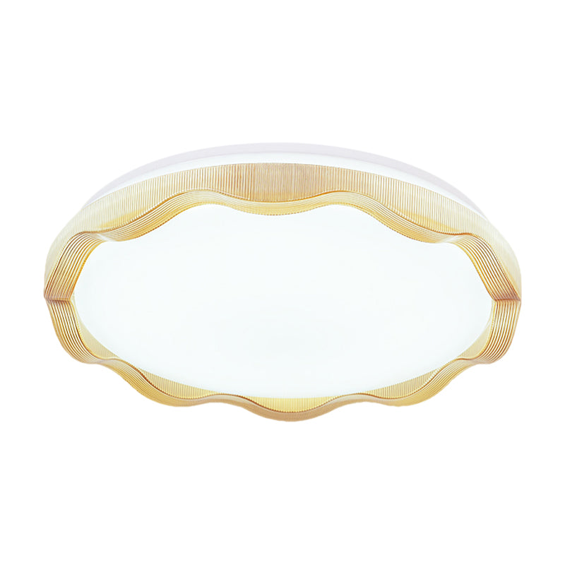 16"/19.5" Wide Simple Style Scalloped Ceiling Lamp with Acrylic Diffuser White/Blue/Gold Bedroom Flush Light Fixture in Warm/White Clearhalo 'Ceiling Lights' 'Close To Ceiling Lights' 'Close to ceiling' 'Flush mount' Lighting' 770201