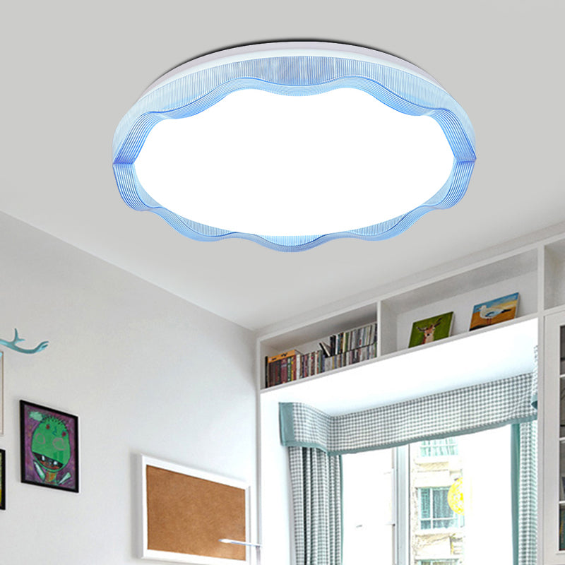 16"/19.5" Wide Simple Style Scalloped Ceiling Lamp with Acrylic Diffuser White/Blue/Gold Bedroom Flush Light Fixture in Warm/White Clearhalo 'Ceiling Lights' 'Close To Ceiling Lights' 'Close to ceiling' 'Flush mount' Lighting' 770204