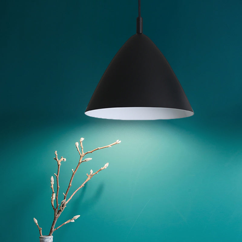 Tapered Ceiling Pendant Light Modernism Metal 10.5"/13"/16" Dia 1 Light Pink/Blue/Green Hanging Lamp Kit Clearhalo 'Ceiling Lights' 'Modern Pendants' 'Modern' 'Pendant Lights' 'Pendants' Lighting' 770248