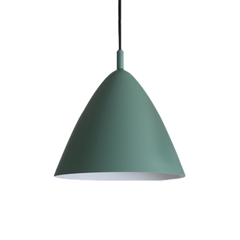 Tapered Ceiling Pendant Light Modernism Metal 10.5"/13"/16" Dia 1 Light Pink/Blue/Green Hanging Lamp Kit Clearhalo 'Ceiling Lights' 'Modern Pendants' 'Modern' 'Pendant Lights' 'Pendants' Lighting' 770266