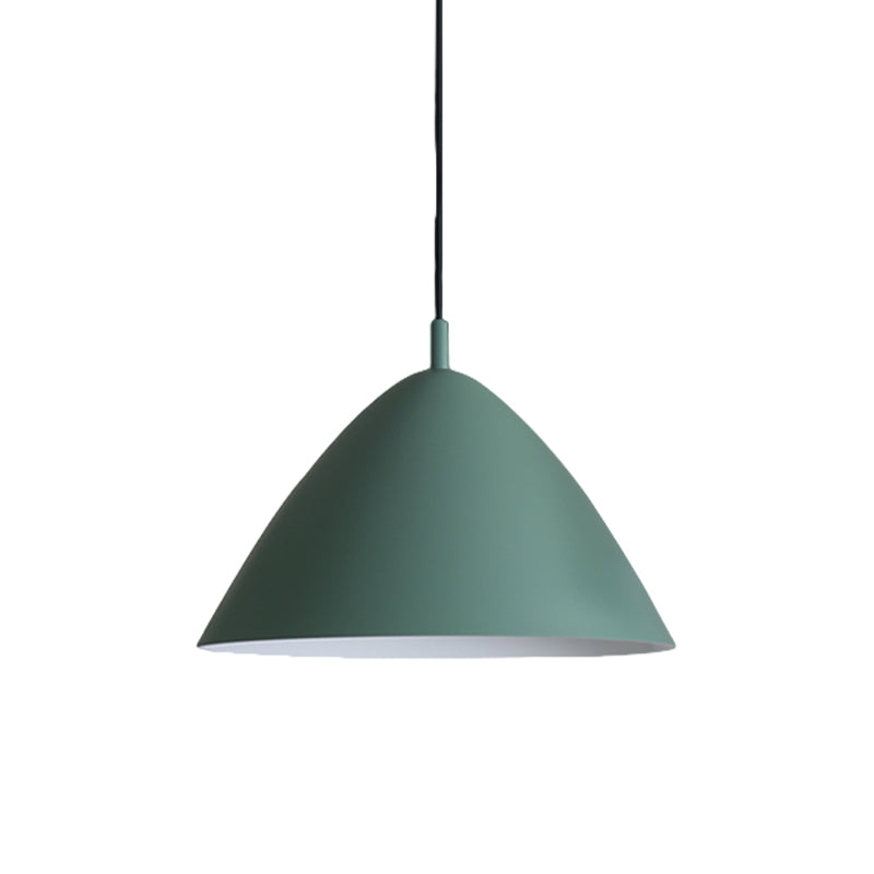 Tapered Ceiling Pendant Light Modernism Metal 10.5"/13"/16" Dia 1 Light Pink/Blue/Green Hanging Lamp Kit Clearhalo 'Ceiling Lights' 'Modern Pendants' 'Modern' 'Pendant Lights' 'Pendants' Lighting' 770324