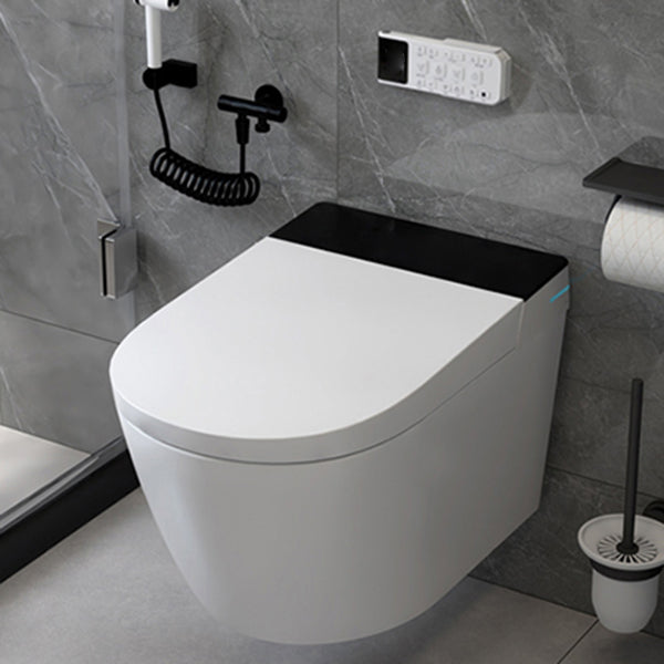 Ceramic Remote Control Included Contemporary Elongated Wall Mounted Bidet Black Clearhalo 'Bathroom Remodel & Bathroom Fixtures' 'Bidets' 'Home Improvement' 'home_improvement' 'home_improvement_bidets' 'Toilets & Bidets' 7703549