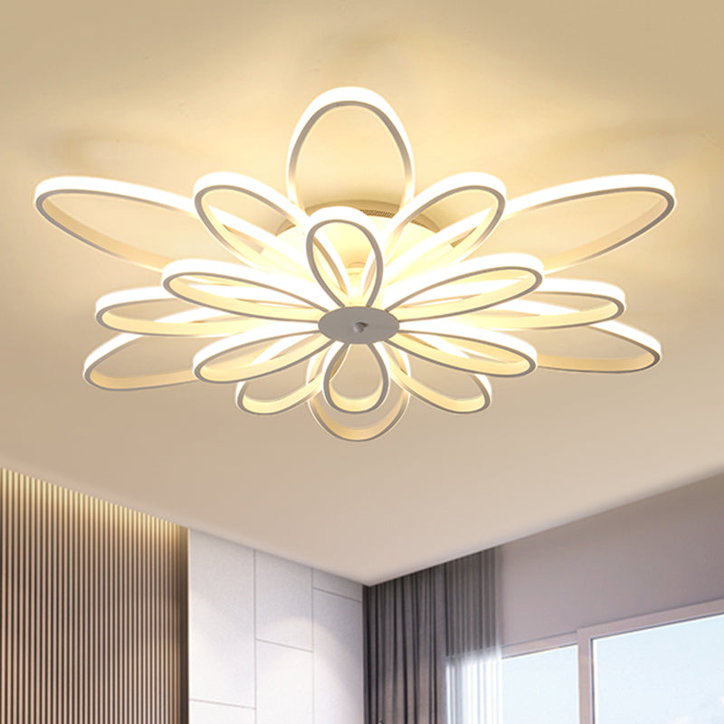 Chrysanths Ceiling Light Fixture Modern Acrylic LED Living Room Flush Mount Light in Warm/White Light, 23.5"/31.5"/41" Wide White Clearhalo 'Ceiling Lights' 'Close To Ceiling Lights' 'Close to ceiling' 'Semi-flushmount' Lighting' 770355