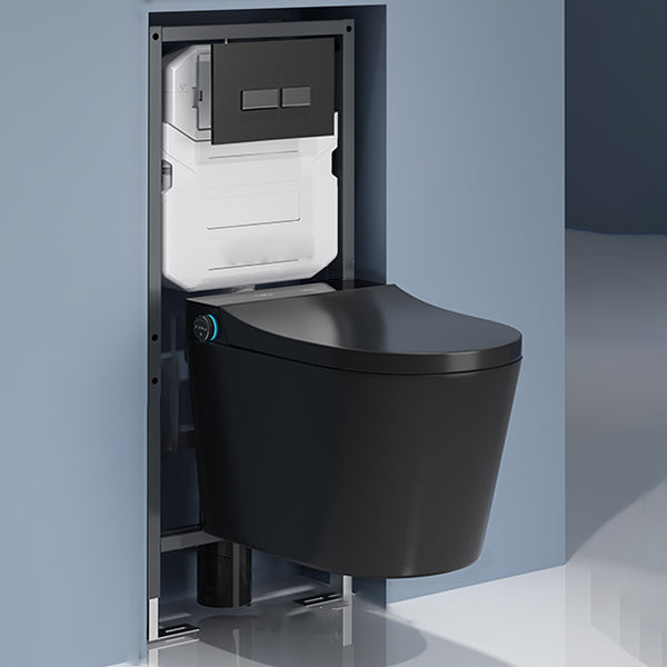 Foot Sensor Temperature Control Elongated Ceramic Wall Mounted Bidet Black Toilet+ Water Tank Clearhalo 'Bathroom Remodel & Bathroom Fixtures' 'Bidets' 'Home Improvement' 'home_improvement' 'home_improvement_bidets' 'Toilets & Bidets' 7703601