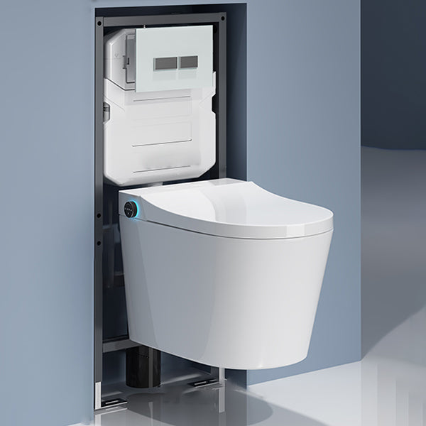 Foot Sensor Temperature Control Elongated Ceramic Wall Mounted Bidet White Toilet+ Water Tank Clearhalo 'Bathroom Remodel & Bathroom Fixtures' 'Bidets' 'Home Improvement' 'home_improvement' 'home_improvement_bidets' 'Toilets & Bidets' 7703602