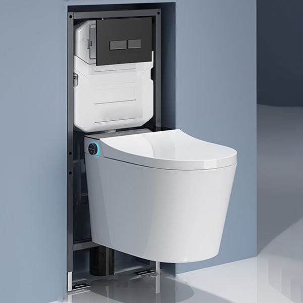 Foot Sensor Temperature Control Elongated Ceramic Wall Mounted Bidet Black White Toilet+ Water Tank Clearhalo 'Bathroom Remodel & Bathroom Fixtures' 'Bidets' 'Home Improvement' 'home_improvement' 'home_improvement_bidets' 'Toilets & Bidets' 7703604