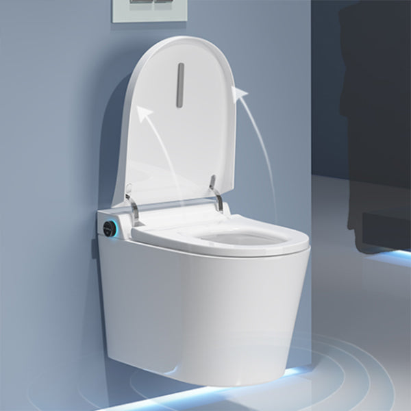 Foot Sensor Temperature Control Elongated Ceramic Wall Mounted Bidet Clearhalo 'Bathroom Remodel & Bathroom Fixtures' 'Bidets' 'Home Improvement' 'home_improvement' 'home_improvement_bidets' 'Toilets & Bidets' 7703605