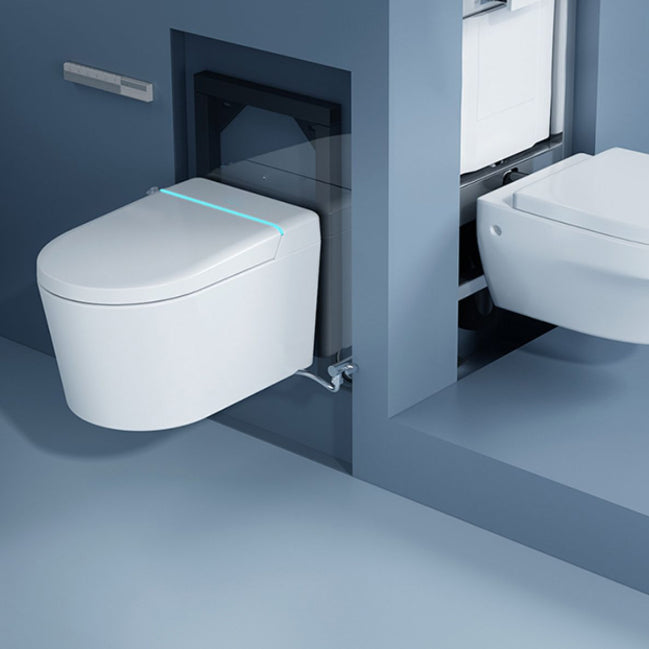 Ceramic in Tankless and Remote Control Included Elongated Wall Hung Toilet Set Clearhalo 'Bathroom Remodel & Bathroom Fixtures' 'Bidets' 'Home Improvement' 'home_improvement' 'home_improvement_bidets' 'Toilets & Bidets' 7703619