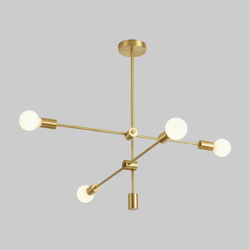 Open Bulb Hanging Pendant Light Modernist Metallic 2/4 Lights Golden Suspension Lamp for Dining Room Clearhalo 'Ceiling Lights' 'Chandeliers' 'Modern Chandeliers' 'Modern' Lighting' 770369