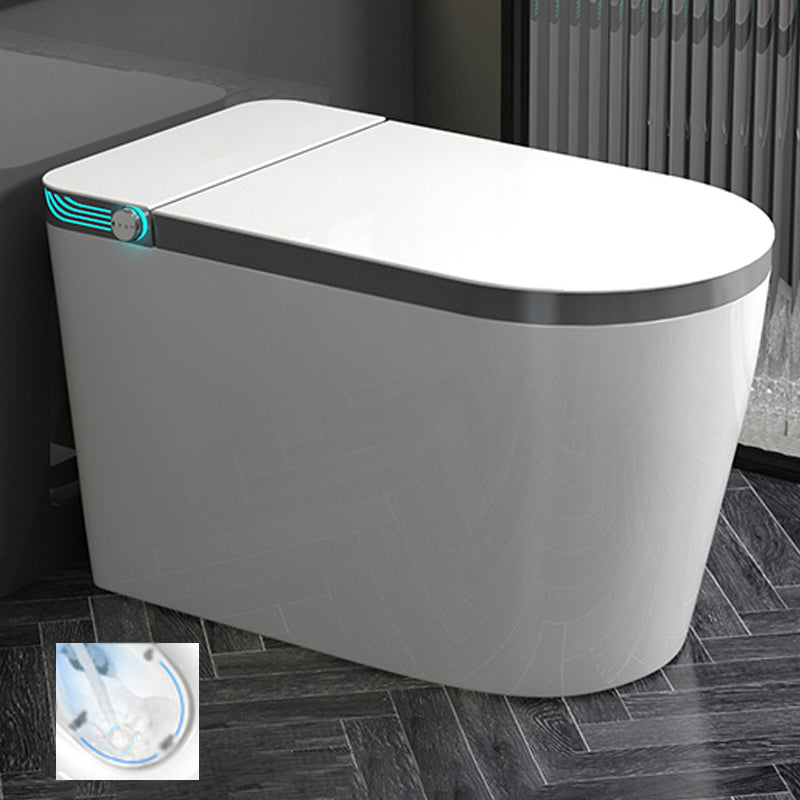 White Elongated Floor Standing Bidet with Warm Air Dryer and Bidet Sprayer White/ Gray Manual Flip (Medium Configuration Version) Clearhalo 'Bathroom Remodel & Bathroom Fixtures' 'Bidets' 'Home Improvement' 'home_improvement' 'home_improvement_bidets' 'Toilets & Bidets' 7703926