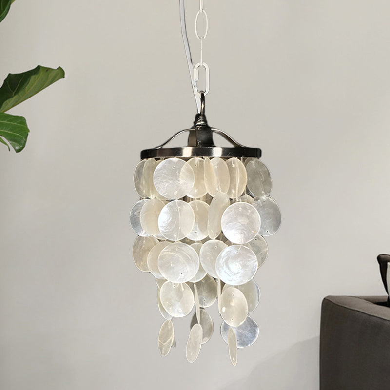 Wind Chime Pendant Light Nordic Shell 1 Light White Hanging Ceiling Light for Living Room White A Clearhalo 'Ceiling Lights' 'Modern Pendants' 'Modern' 'Pendant Lights' 'Pendants' Lighting' 770396