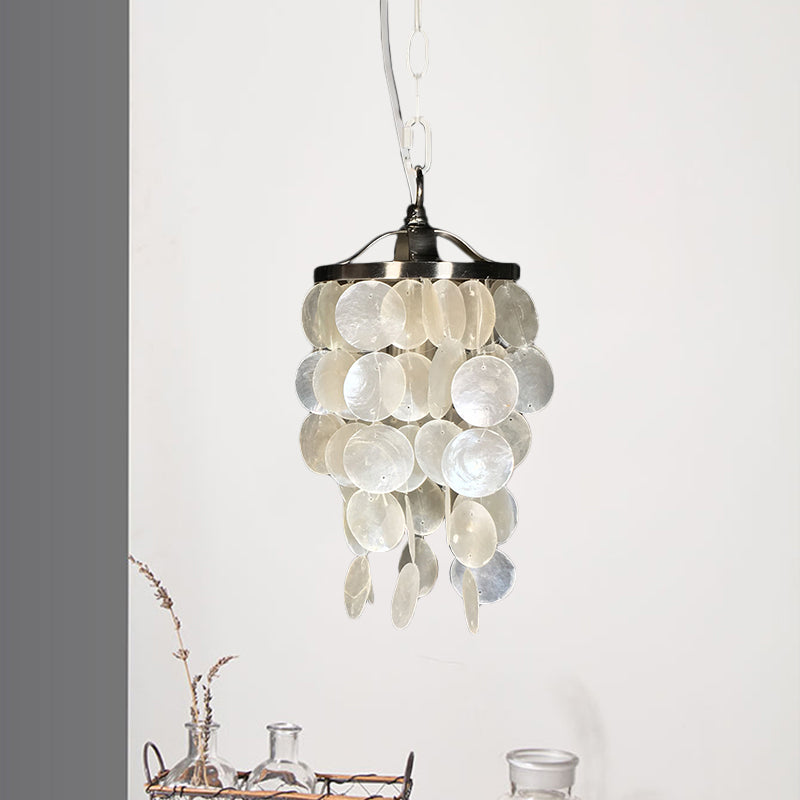 Wind Chime Pendant Light Nordic Shell 1 Light White Hanging Ceiling Light for Living Room Clearhalo 'Ceiling Lights' 'Modern Pendants' 'Modern' 'Pendant Lights' 'Pendants' Lighting' 770397