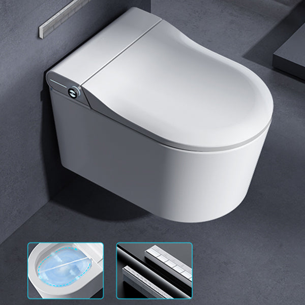 Elongated Contemporary Wall Hung Toilet Set with Wireless Remote Control White Manual Flip Clearhalo 'Bathroom Remodel & Bathroom Fixtures' 'Bidets' 'Home Improvement' 'home_improvement' 'home_improvement_bidets' 'Toilets & Bidets' 7703989