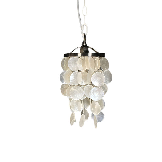 Wind Chime Pendant Light Nordic Shell 1 Light White Hanging Ceiling Light for Living Room Clearhalo 'Ceiling Lights' 'Modern Pendants' 'Modern' 'Pendant Lights' 'Pendants' Lighting' 770398