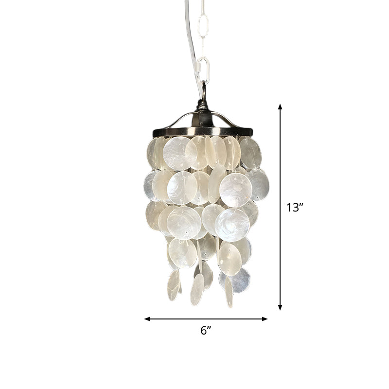 Wind Chime Pendant Light Nordic Shell 1 Light White Hanging Ceiling Light for Living Room Clearhalo 'Ceiling Lights' 'Modern Pendants' 'Modern' 'Pendant Lights' 'Pendants' Lighting' 770400