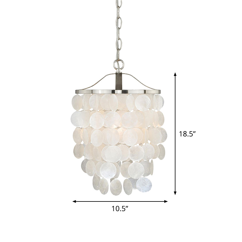 Wind Chime Pendant Light Nordic Shell 1 Light White Hanging Ceiling Light for Living Room Clearhalo 'Ceiling Lights' 'Modern Pendants' 'Modern' 'Pendant Lights' 'Pendants' Lighting' 770405