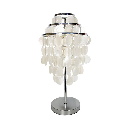 White Wind Chime Task Lighting Modernism Shell 1 Light Reading Book Light for Bedroom Clearhalo 'Lamps' 'Table Lamps' Lighting' 770420