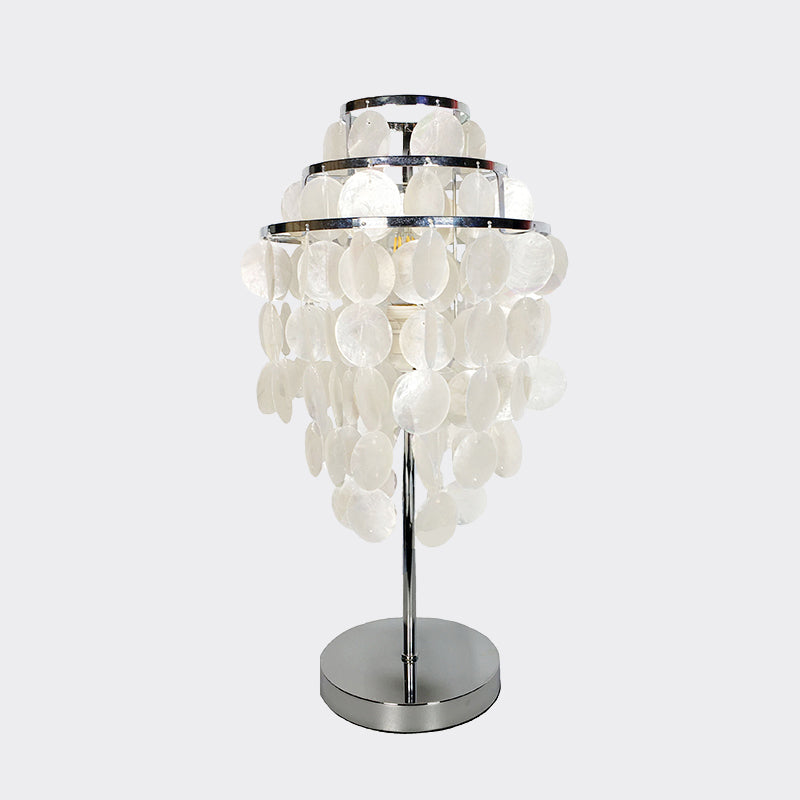 White Wind Chime Task Lighting Modernism Shell 1 Light Reading Book Light for Bedroom Clearhalo 'Lamps' 'Table Lamps' Lighting' 770421