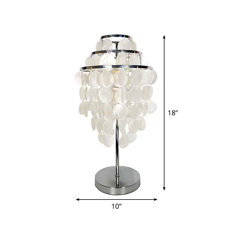 White Wind Chime Task Lighting Modernism Shell 1 Light Reading Book Light for Bedroom Clearhalo 'Lamps' 'Table Lamps' Lighting' 770422