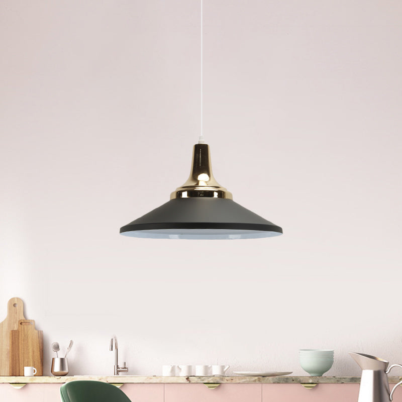 Contemporary Shallow Cone Pendant Light One Light Aluminum Hanging Lamp for Hotel Kitchen Clearhalo 'Ceiling Lights' 'Modern Pendants' 'Modern' 'Pendant Lights' 'Pendants' Lighting' 770429