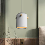 Contemporary 1 Light Hanging Lighting with Metal Shade Green/Pink/White Cylinder Pendant Light Fixture Clearhalo 'Ceiling Lights' 'Modern Pendants' 'Modern' 'Pendant Lights' 'Pendants' Lighting' 770487