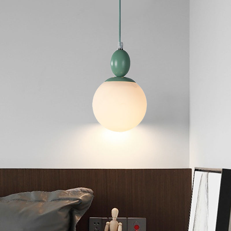 Pendulum White Glass Pendant Lighting Post-Modern 1 Light Grey/Blue/Green Hanging Lamp Fixture Clearhalo 'Ceiling Lights' 'Glass shade' 'Glass' 'Modern Pendants' 'Modern' 'Pendant Lights' 'Pendants' Lighting' 770500