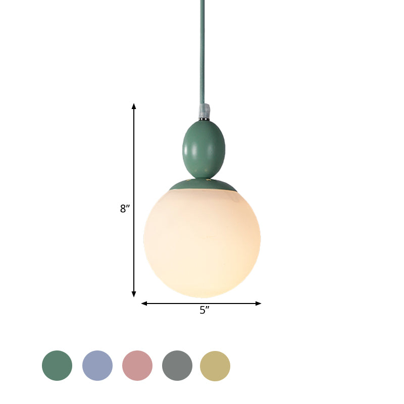 Pendulum White Glass Pendant Lighting Post-Modern 1 Light Grey/Blue/Green Hanging Lamp Fixture Clearhalo 'Ceiling Lights' 'Glass shade' 'Glass' 'Modern Pendants' 'Modern' 'Pendant Lights' 'Pendants' Lighting' 770502