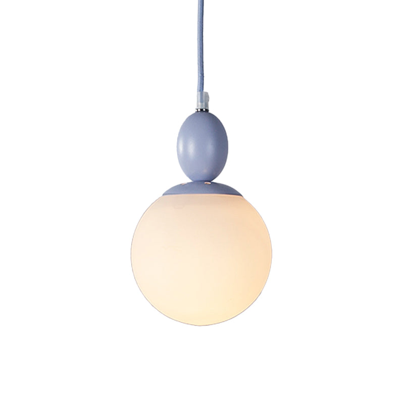 Pendulum White Glass Pendant Lighting Post-Modern 1 Light Grey/Blue/Green Hanging Lamp Fixture Clearhalo 'Ceiling Lights' 'Glass shade' 'Glass' 'Modern Pendants' 'Modern' 'Pendant Lights' 'Pendants' Lighting' 770506