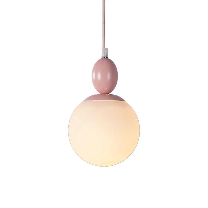 Pendulum White Glass Pendant Lighting Post-Modern 1 Light Grey/Blue/Green Hanging Lamp Fixture Clearhalo 'Ceiling Lights' 'Glass shade' 'Glass' 'Modern Pendants' 'Modern' 'Pendant Lights' 'Pendants' Lighting' 770510