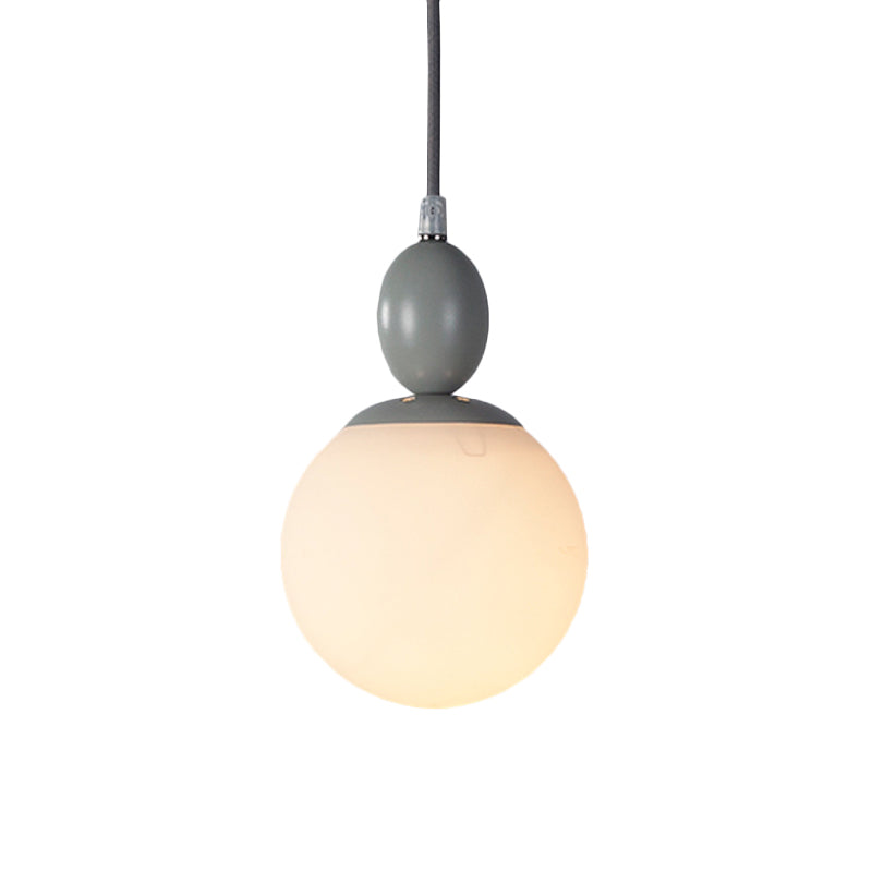 Pendulum White Glass Pendant Lighting Post-Modern 1 Light Grey/Blue/Green Hanging Lamp Fixture Clearhalo 'Ceiling Lights' 'Glass shade' 'Glass' 'Modern Pendants' 'Modern' 'Pendant Lights' 'Pendants' Lighting' 770514