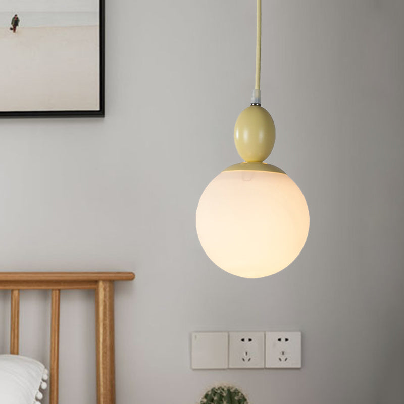 Pendulum White Glass Pendant Lighting Post-Modern 1 Light Grey/Blue/Green Hanging Lamp Fixture Clearhalo 'Ceiling Lights' 'Glass shade' 'Glass' 'Modern Pendants' 'Modern' 'Pendant Lights' 'Pendants' Lighting' 770516