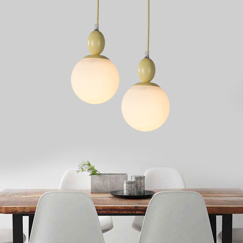 Pendulum White Glass Pendant Lighting Post-Modern 1 Light Grey/Blue/Green Hanging Lamp Fixture Clearhalo 'Ceiling Lights' 'Glass shade' 'Glass' 'Modern Pendants' 'Modern' 'Pendant Lights' 'Pendants' Lighting' 770517