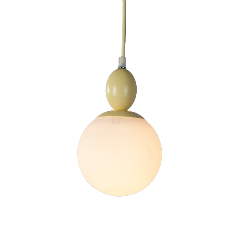 Pendulum White Glass Pendant Lighting Post-Modern 1 Light Grey/Blue/Green Hanging Lamp Fixture Clearhalo 'Ceiling Lights' 'Glass shade' 'Glass' 'Modern Pendants' 'Modern' 'Pendant Lights' 'Pendants' Lighting' 770518