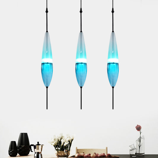 Blue Teardrop/Drum/Cylinder Pendant Lighting Modern 1 Light Glass Hanging Ceiling Lamp in White/Warm Light Clearhalo 'Ceiling Lights' 'Glass shade' 'Glass' 'Modern Pendants' 'Modern' 'Pendant Lights' 'Pendants' Lighting' 770570