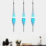 Blue Teardrop/Drum/Cylinder Pendant Lighting Modern 1 Light Glass Hanging Ceiling Lamp in White/Warm Light Clearhalo 'Ceiling Lights' 'Glass shade' 'Glass' 'Modern Pendants' 'Modern' 'Pendant Lights' 'Pendants' Lighting' 770570