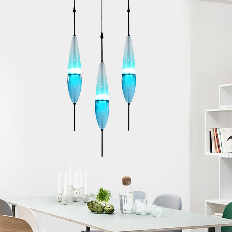 Blue Teardrop/Drum/Cylinder Pendant Lighting Modern 1 Light Glass Hanging Ceiling Lamp in White/Warm Light Clearhalo 'Ceiling Lights' 'Glass shade' 'Glass' 'Modern Pendants' 'Modern' 'Pendant Lights' 'Pendants' Lighting' 770571